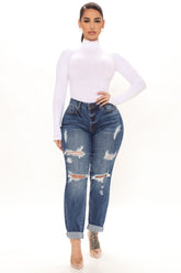 Harley Blown Knee Stretch Boyfriend Jeans - Dark Wash Ins Street